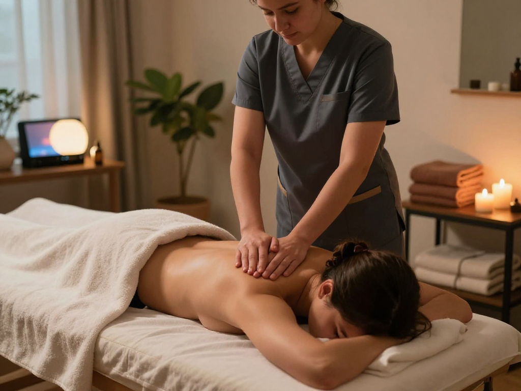 Relaxation through 의정부출장마사지 therapy session in a serene studio environment