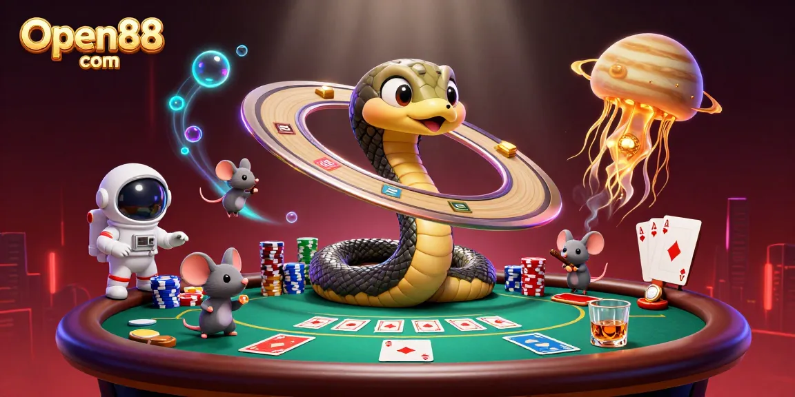 Experience thrilling bets at Open88 com in a vibrant cosmic casino scene.