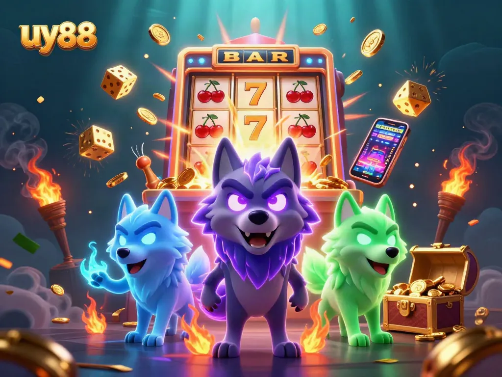 Win big with uy88 at exciting casino slots, showcasing vibrant game elements and dynamic action.