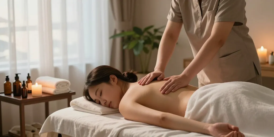 Soothing 의정부출장마사지 therapy session in a tranquil wellness studio.