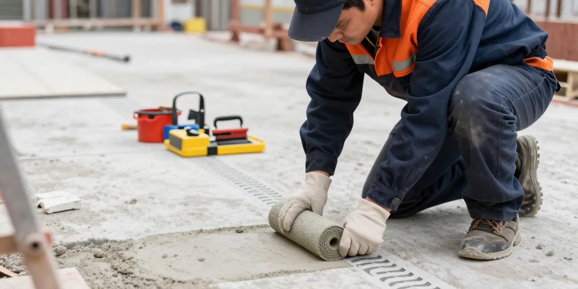Concrete stencil rolls applied by a trusted contractor at a local business site.