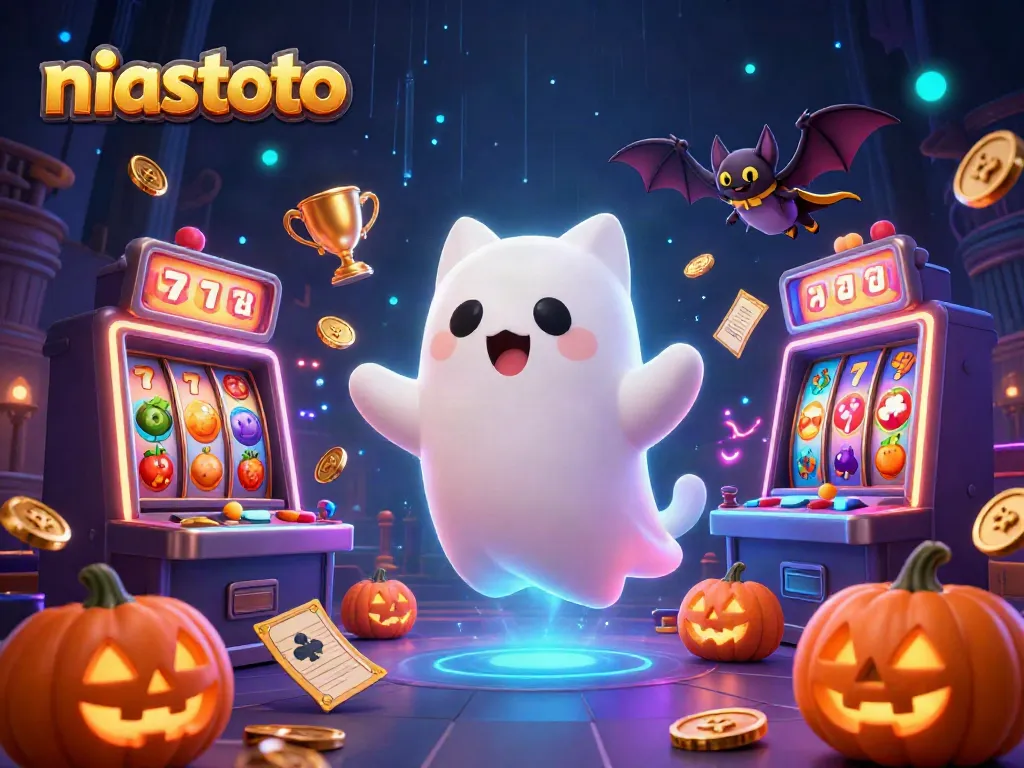 Experience thrilling gaming with niastoto's vibrant casino adventure showcasing a ghost cat and unique jackpot symbols.
