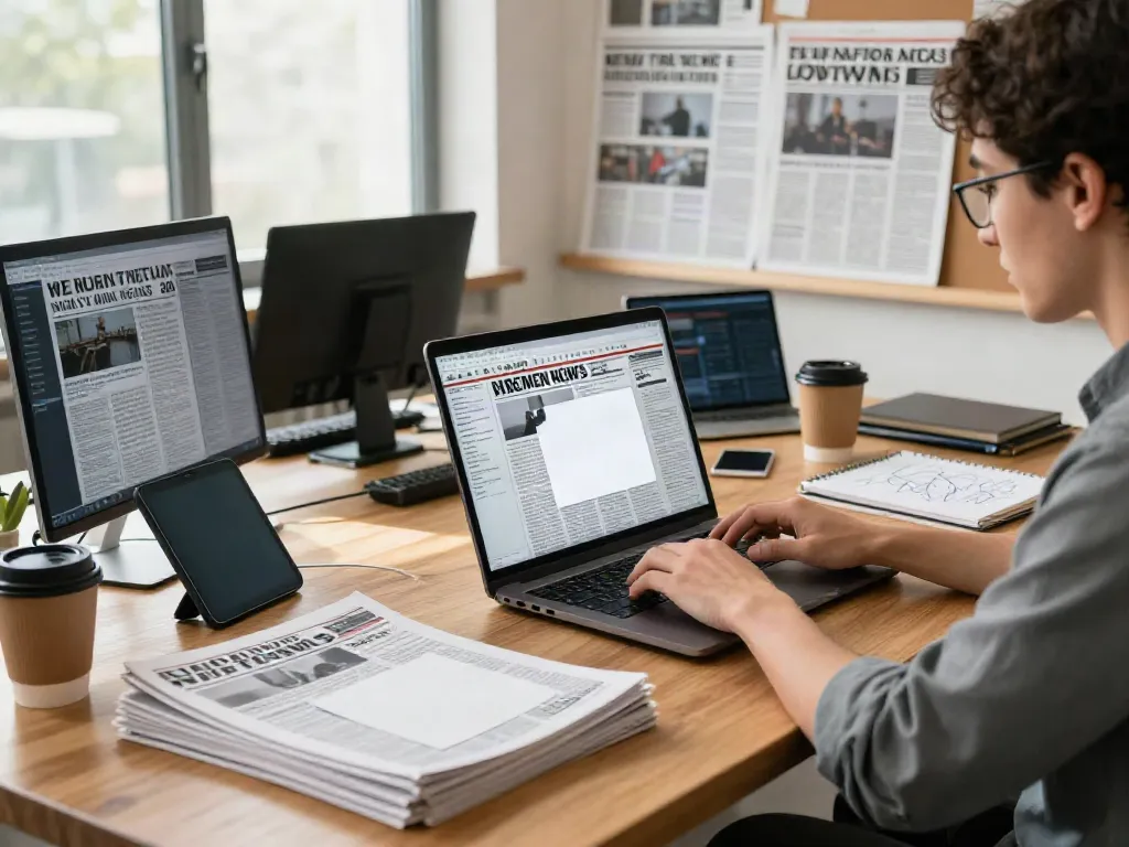 Journalist working at a news desk revealing the latest insights on elligilgal.com in 2026.