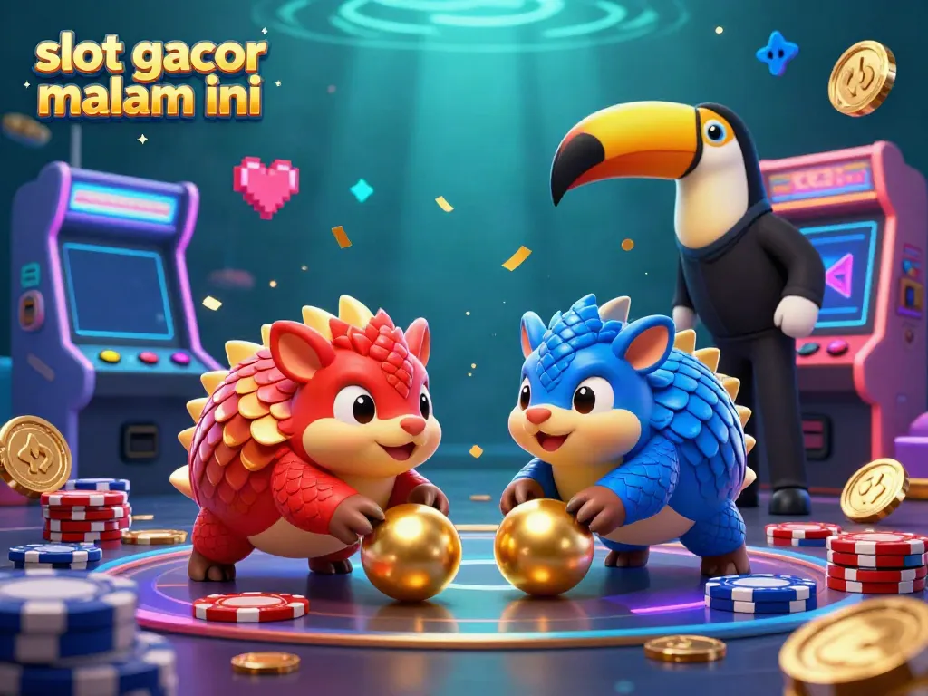 Play stunning slot gacor malam ini with vibrant pangolin rivals in a casino-themed dynamic scene.