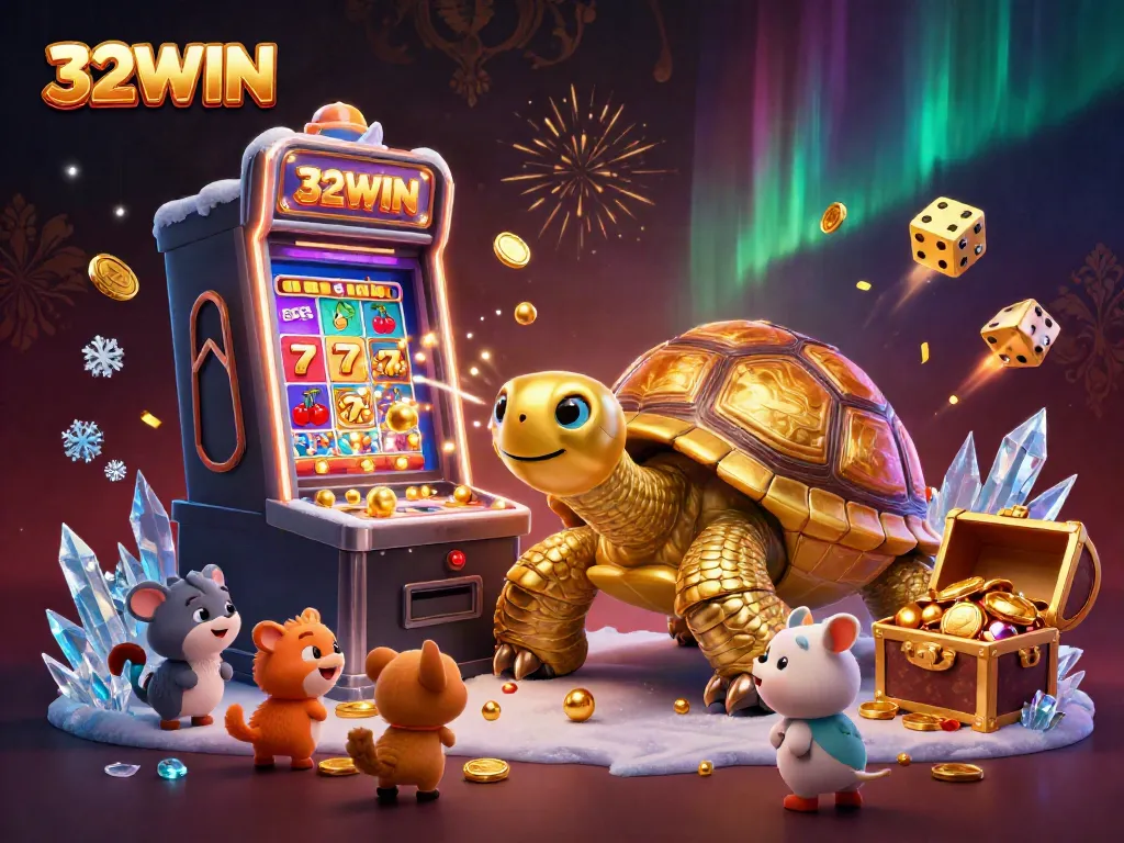 Experience thrilling gameplay with 32WIN in a dynamic casino-themed scene of excitement and jackpots.