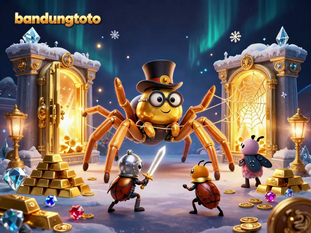 Experience the thrill with bandungtoto as a brave beetle knight approaches a giant tarantula in a casino.