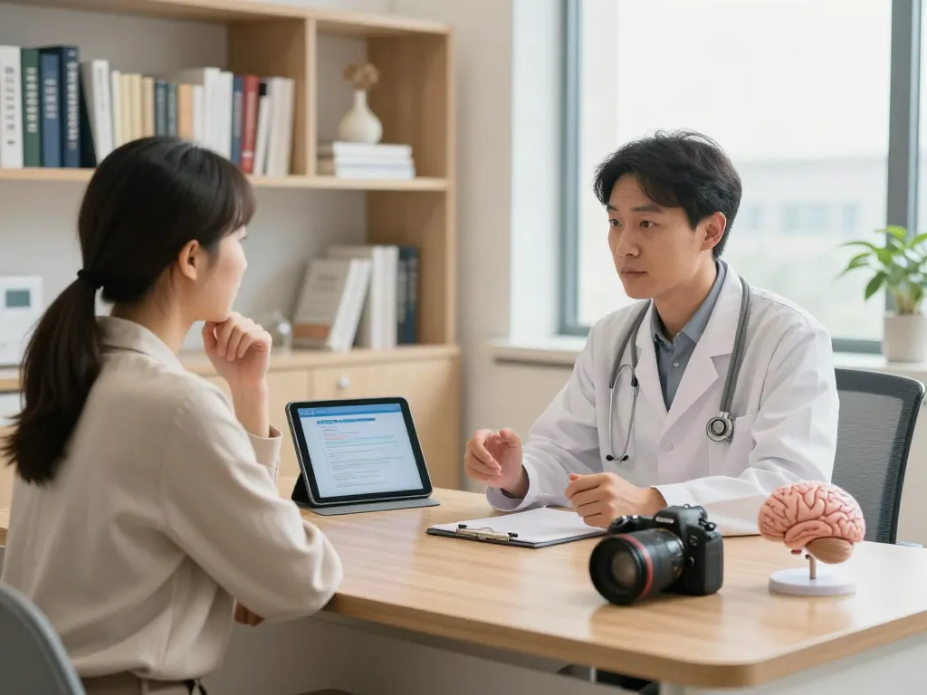 Consultation scene for patients looking to buy cerebrolysin with a healthcare professional.