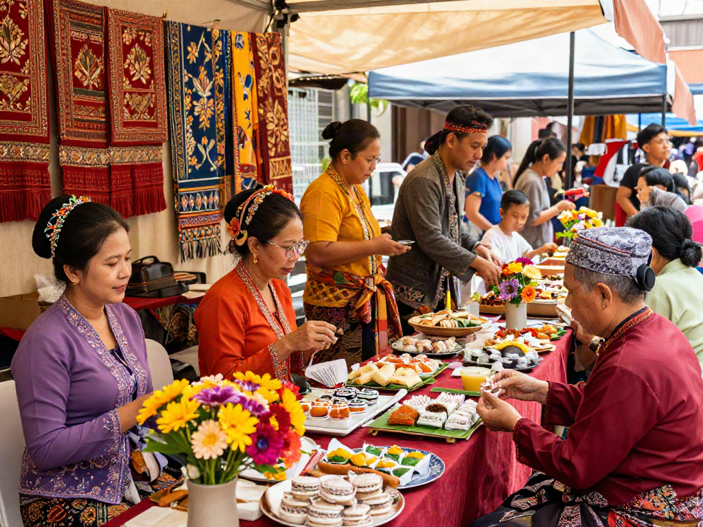 Celebration of nyonya4d culture featuring colorful attire and handmade crafts.