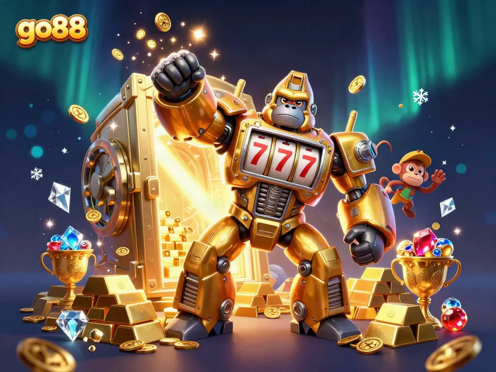 Experience go88's dynamic gaming universe with explosive winning potential in this 3D illustration.