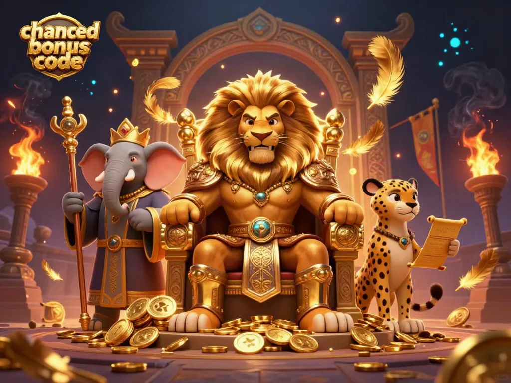 Claim your rewards with the chanced casino bonus code in this festive 3D illustration showcasing a royal casino scene.