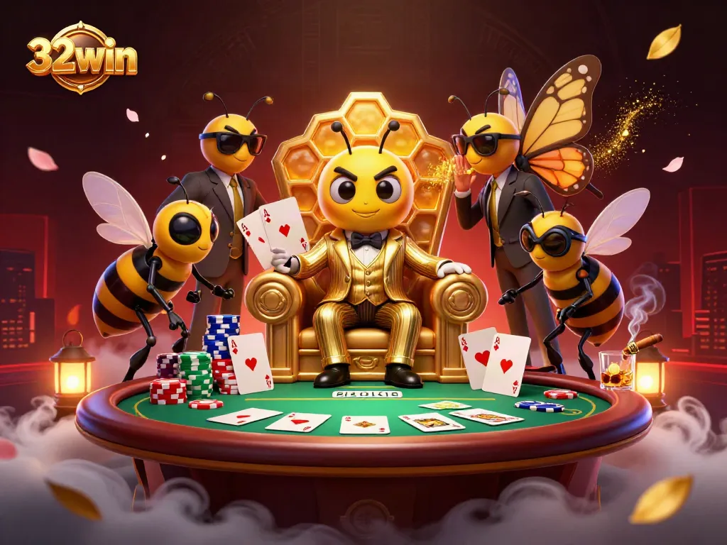 Bet, win big with 32win at an exciting poker scene with dynamic characters.