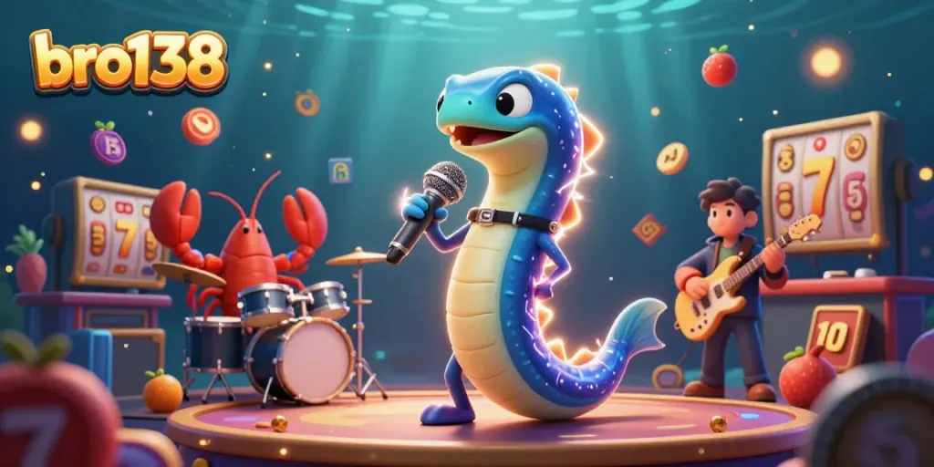 Experience thrilling gameplay at bro138 featuring an electric eel DJ and vibrant underwater casino elements.