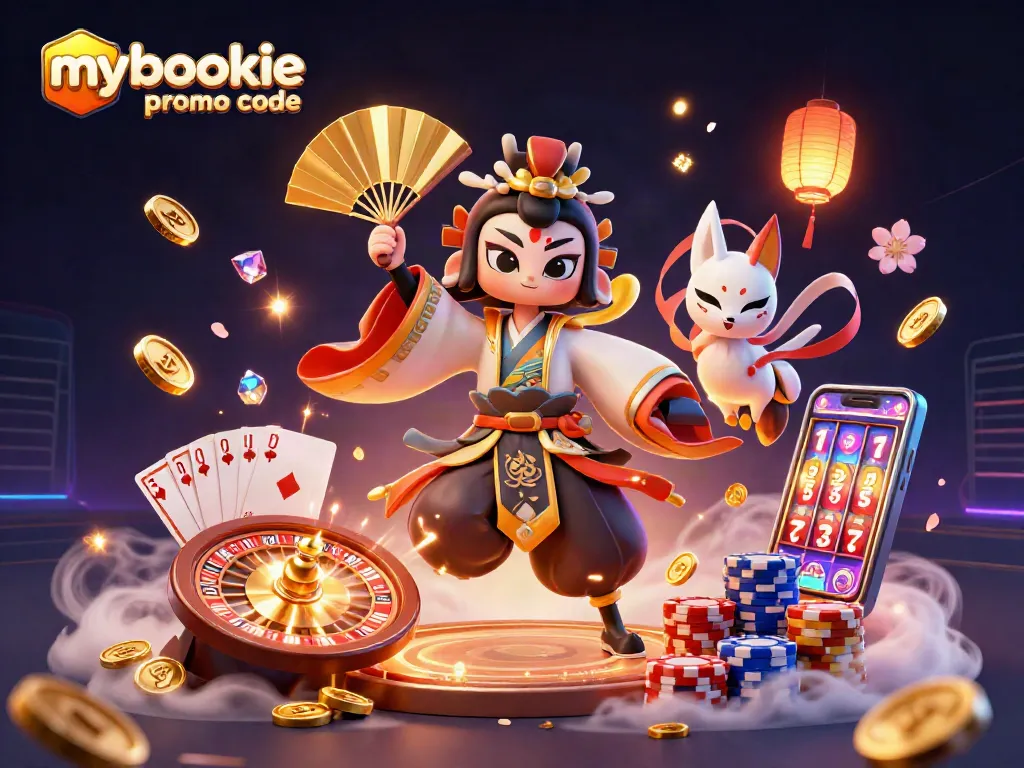 Experience the thrill with the mybookie promo code amidst a vibrant 3D casino adventure.