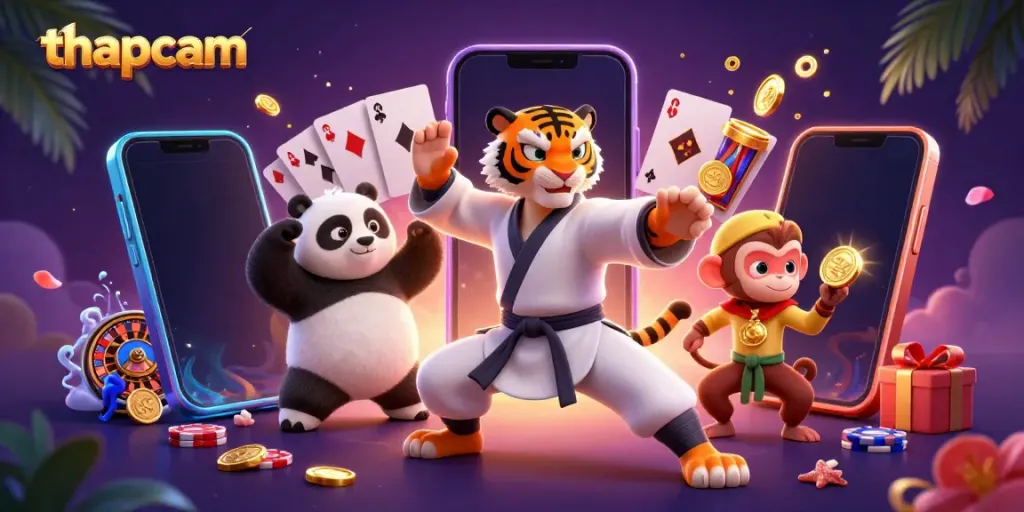 Experience thapcam as masterful characters engage in dynamic gambling actions amidst vibrant, detailed casino elements.