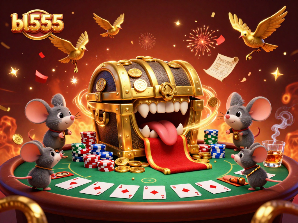 Unravel bl555's treasure hunt for riches with a vibrant casino scene.