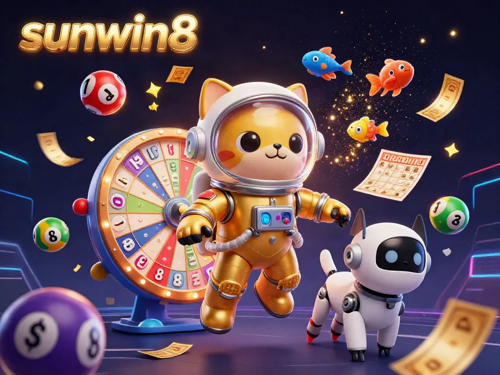 Experience excitement with sunwin8, featuring vibrant gaming elements in a thrilling cosmic scene.
