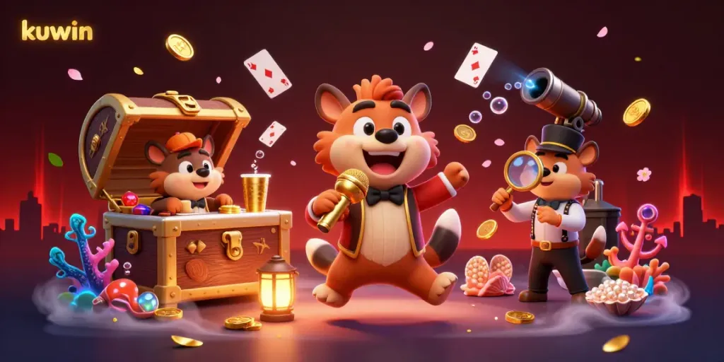 Kuwin stands out as hyenas entertain in a vibrant casino scene, mixing games with fun.
