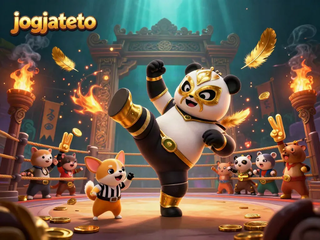 Experience the thrill of jogjatoto as the panda wrestler and chihuahua referee bring excitement to the arena.