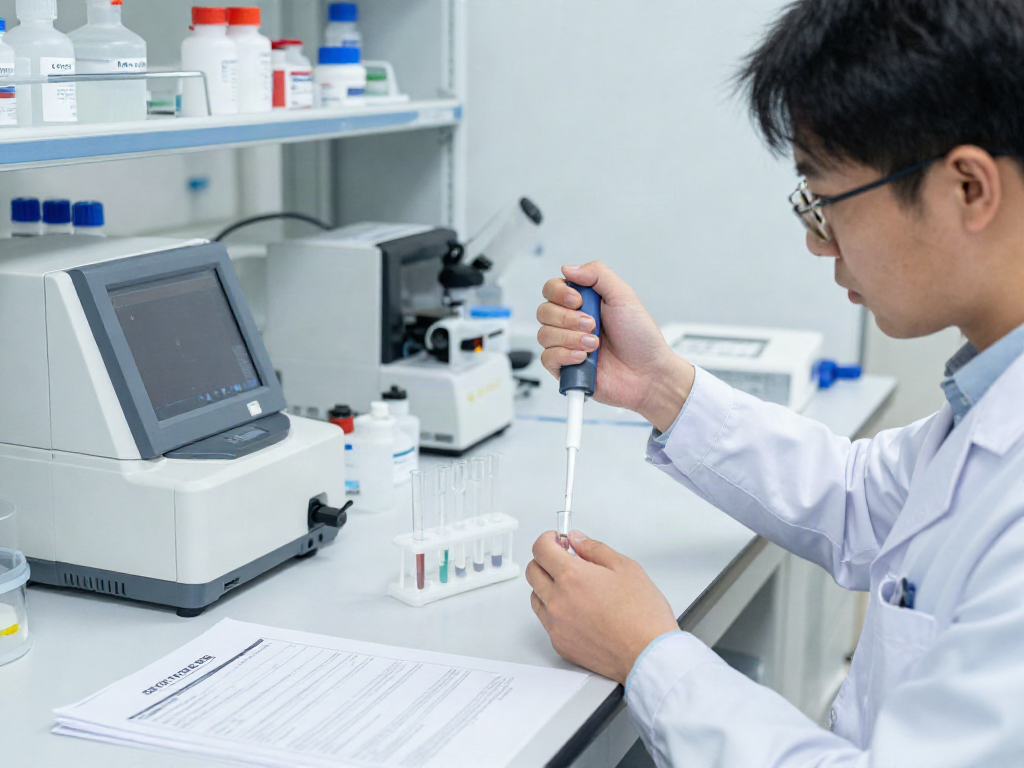 BPC-157 TB-500 blend for sale in a professional lab setting with a researcher analyzing samples.