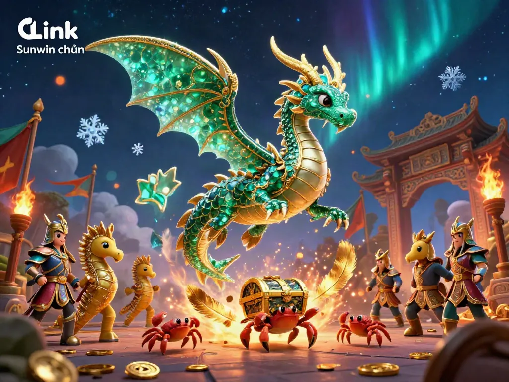 Engage in thrilling gameplay with Link Sunwin chuẩn in a vibrant 3D casino scene featuring magical sea creatures.