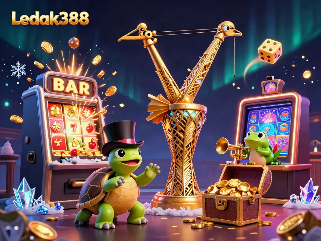 Experience thrilling wins with Ledak388's vibrant slot machine and charming characters in 3D!