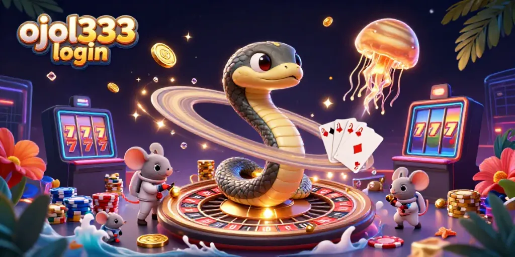 Experience thrilling gaming action with the ojol333 login as playful astronaut mice bet on a cosmic roulette wheel.