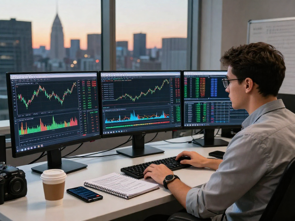 交易者在分析MetaTrader 5市场数据，展示多重图表和实时外汇汇率，强调金融交易环境。