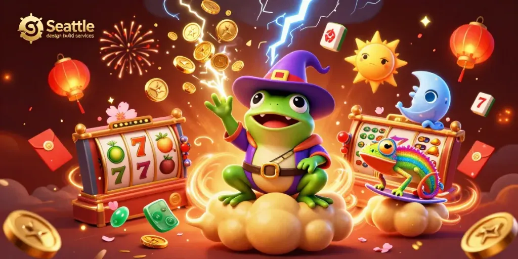 Experience Seattle design build services engaging in casino daydreams with vibrant 3D characters.