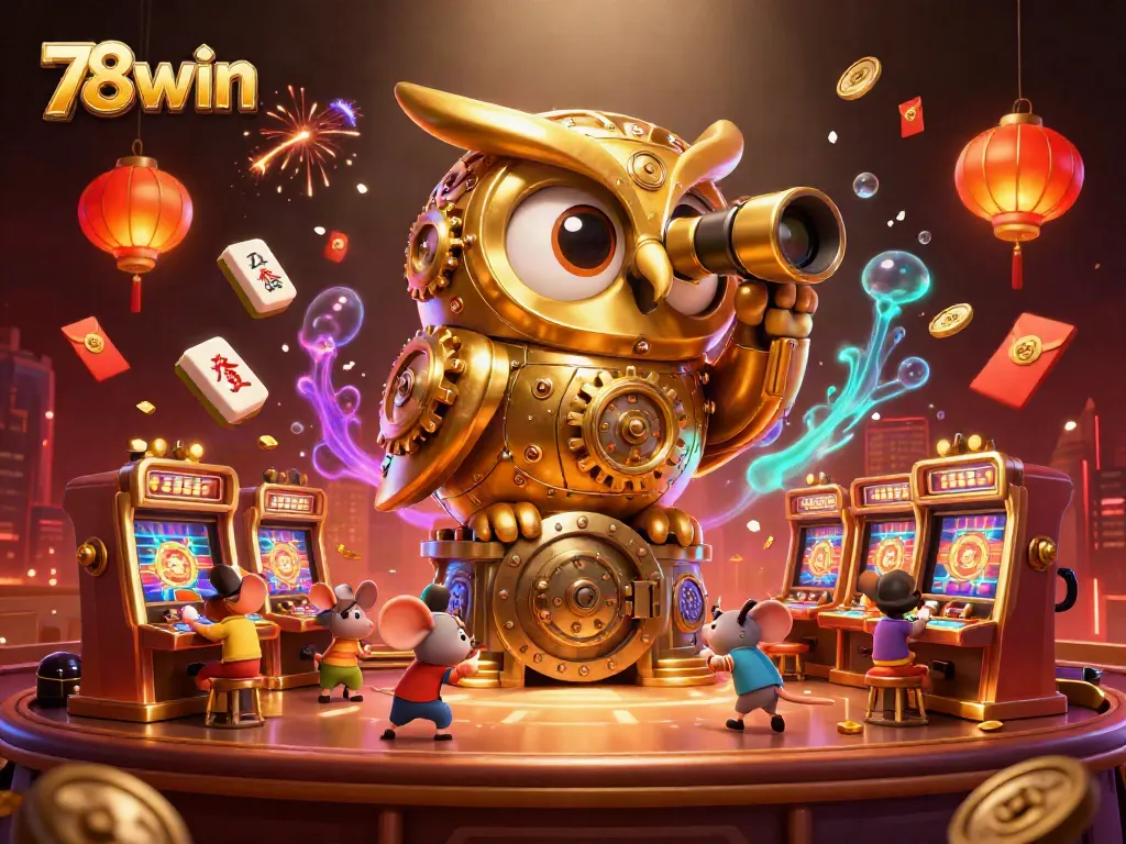 Experience exciting gameplay with 78win's casino features highlighted by a magical owl and lively elements.