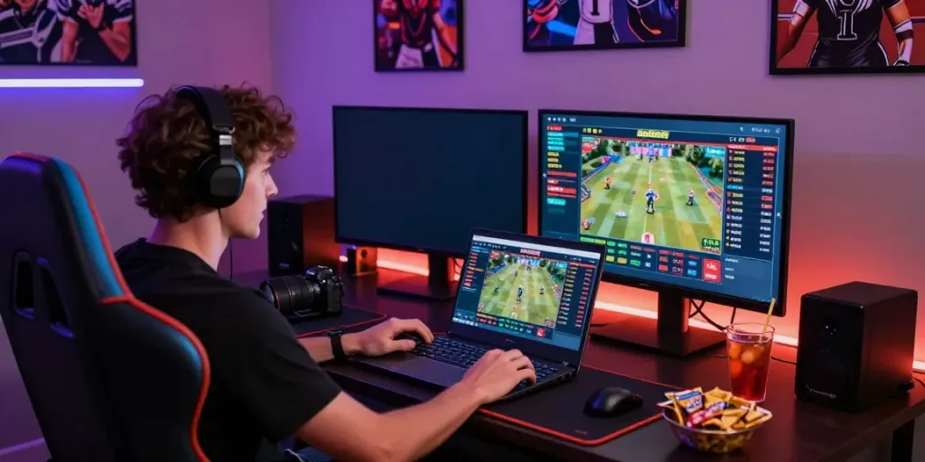 Player enjoying an exciting betting experience at du88 with vibrant gaming setup.