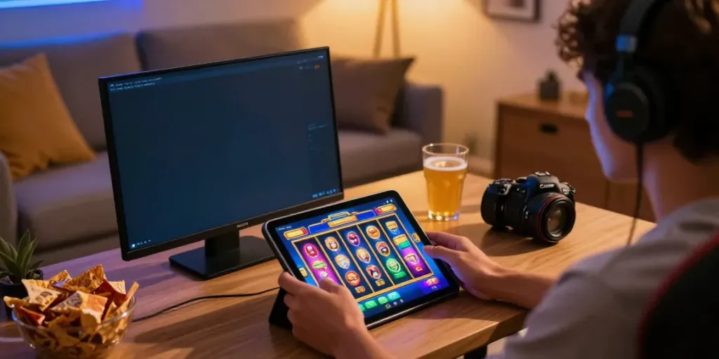 PESGSLOT player enjoying Thailand-themed slot games on mobile devices.