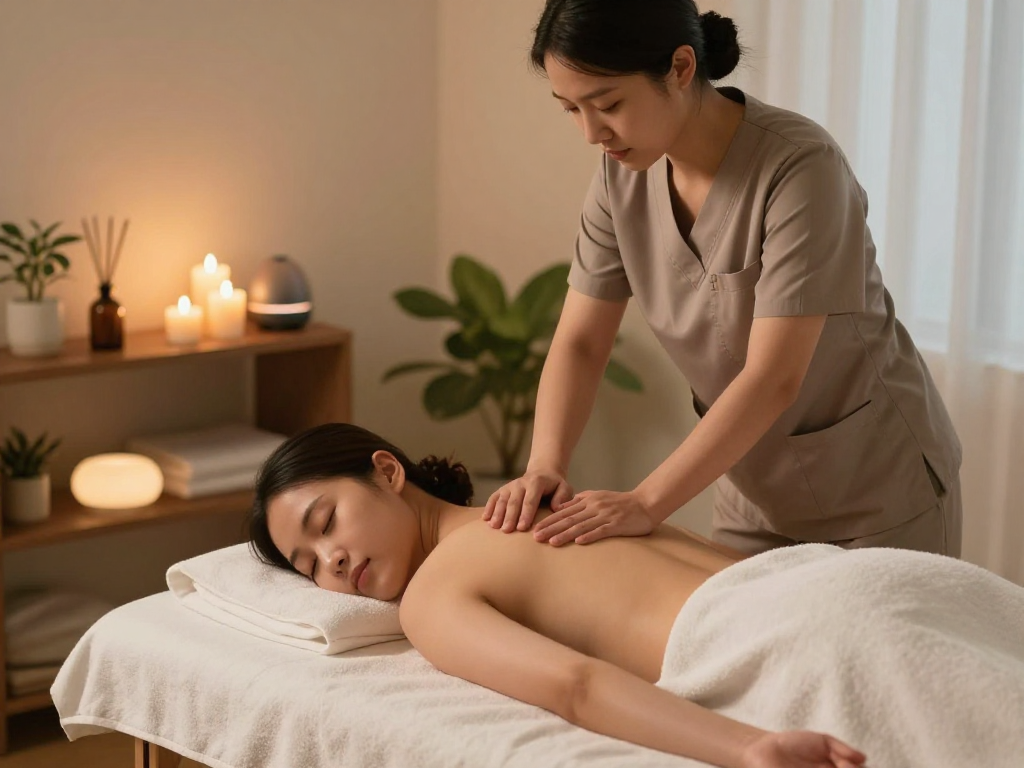 Experience 마포출장마사지 in a tranquil home setting with a soothing therapist and calming atmosphere.