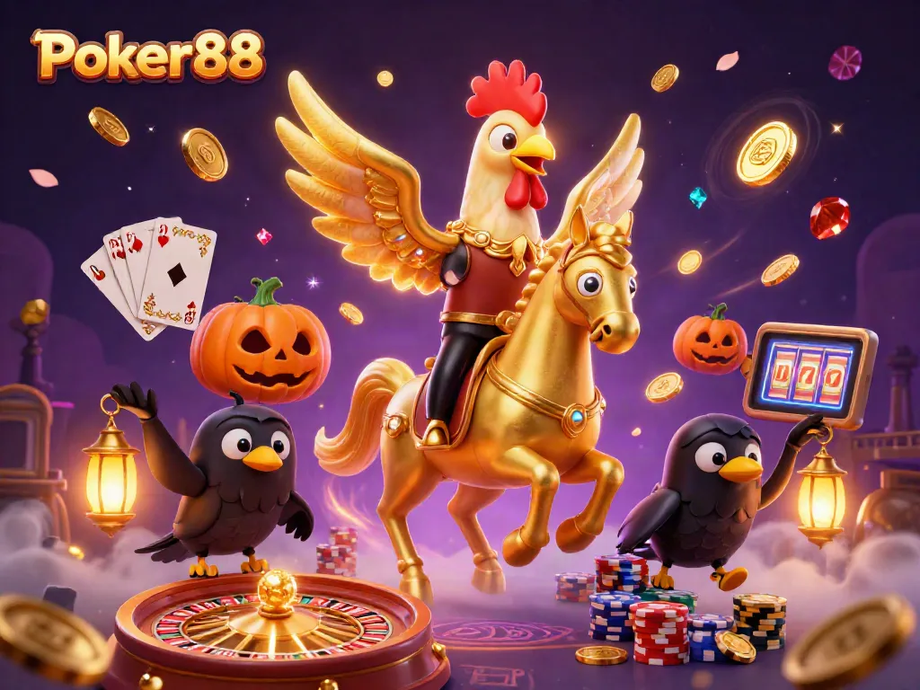 Experience the thrill of Poker88 with a vibrant casino scene bursting with excitement.