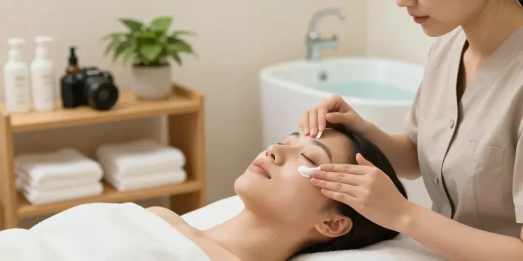Augenringe entfernen: Professionelle Behandlung in einem modernen Spa mit sanfter Pflege für die Augenpartie.