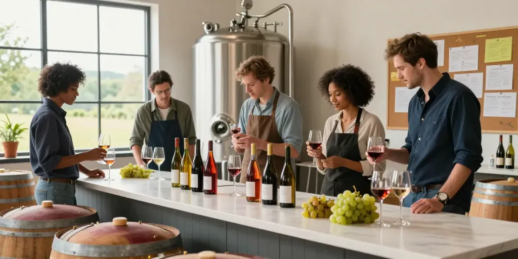 avpwinecollective.com winemakers collaborating in a modern winery focusing on innovation and community