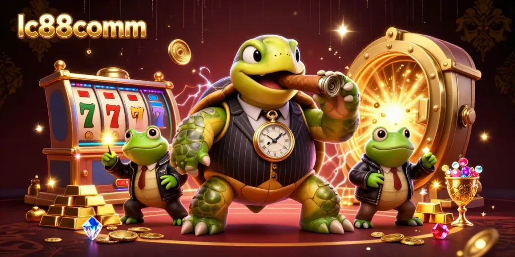Experience thrilling gameplay at lc88comm with snapping turtle mobster and frog enforcers in a vibrant casino scene.