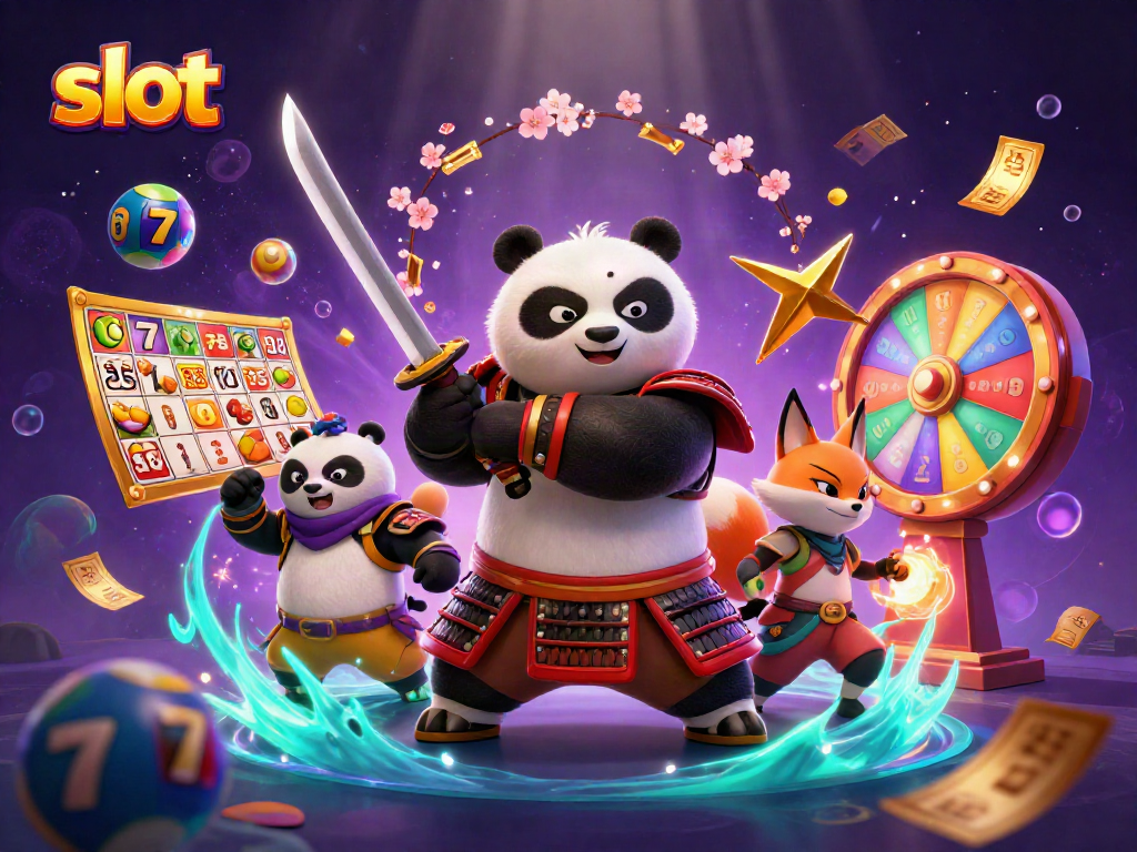 Experience the thrill of spinning slots with samurai panda, ninja fox, and tanuki in action.
